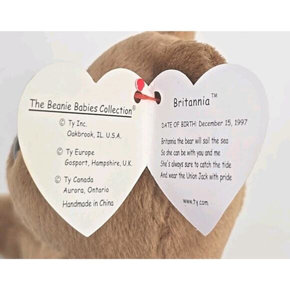 1997 Ty Beanie Baby "Britannia" Retired British Flag Brown Bear BB30 - Picture 3 of 5